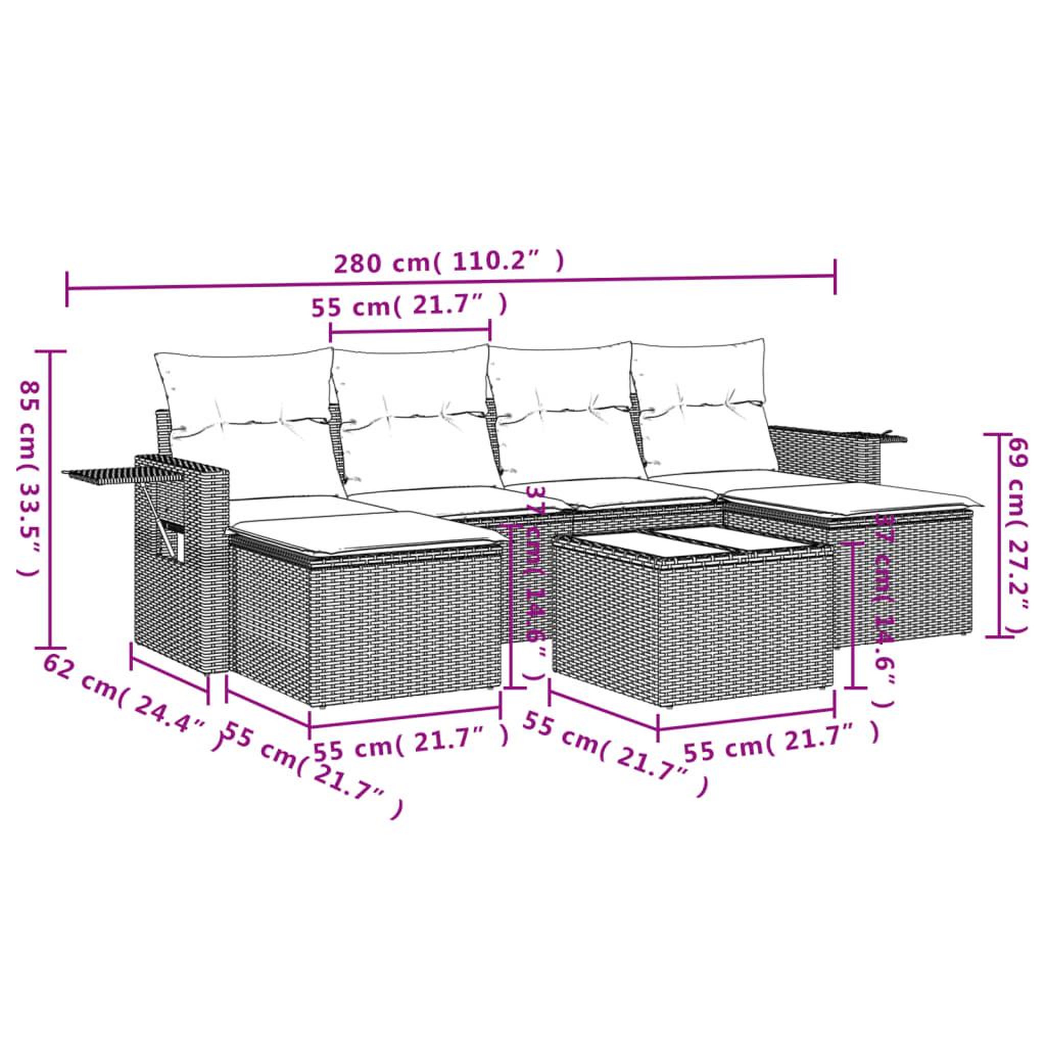 Voir la diapositive 4 : VIDAXL Salon de jardin avec coussins 7 pcs gris resine tressee
