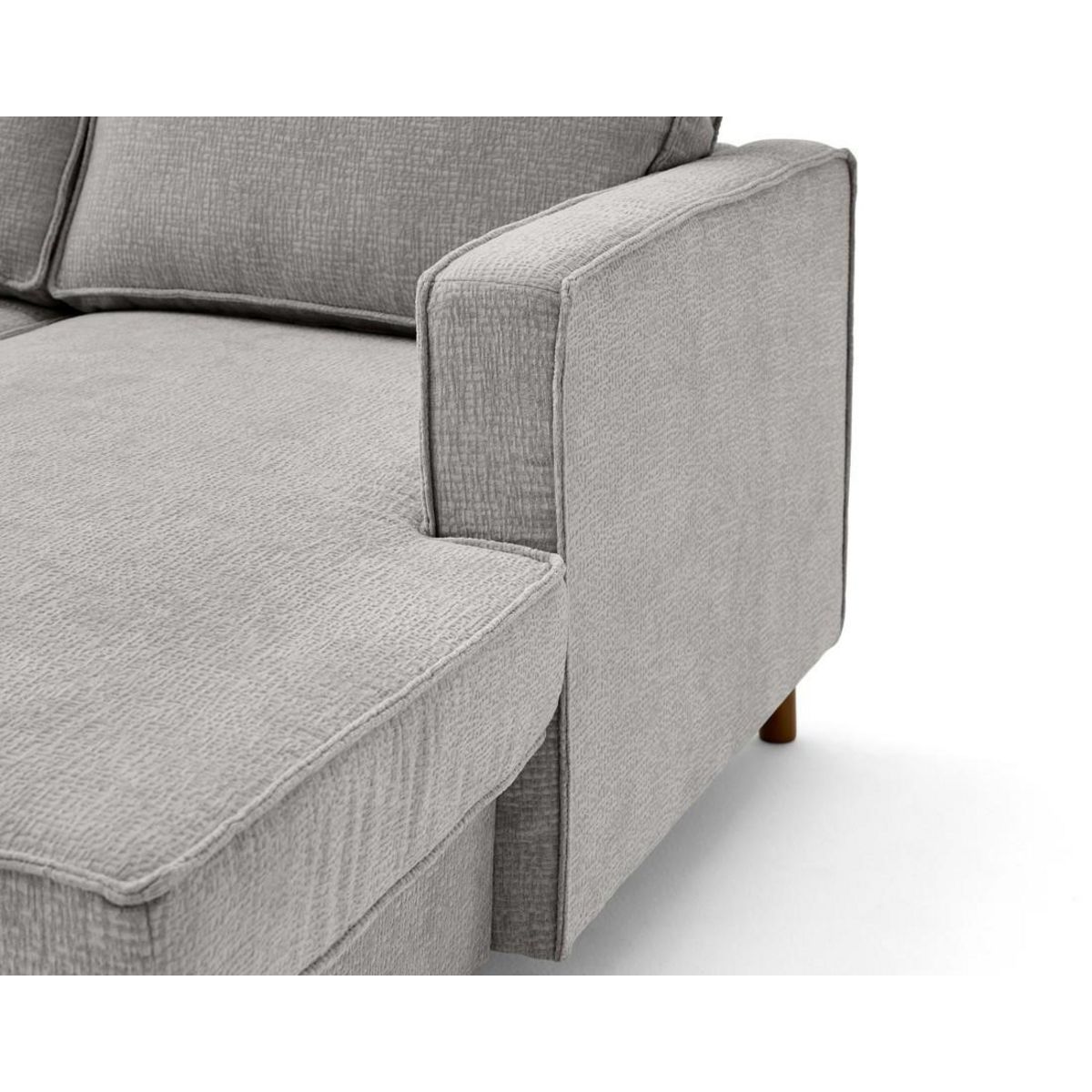 LISA DESIGN Jake - canapé panoramique d'angle gauche 7 places convertible avec coffre en tissu velours relief