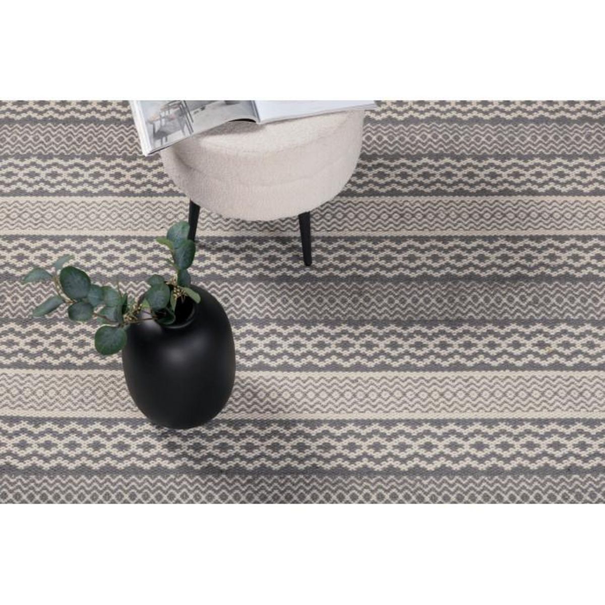 Paris Prix Tapis Rond Imprimé  Sishu  200cm Gris