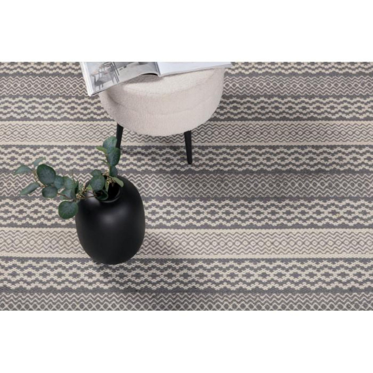 Paris Prix Tapis Rond Imprimé  Sishu  200cm Gris