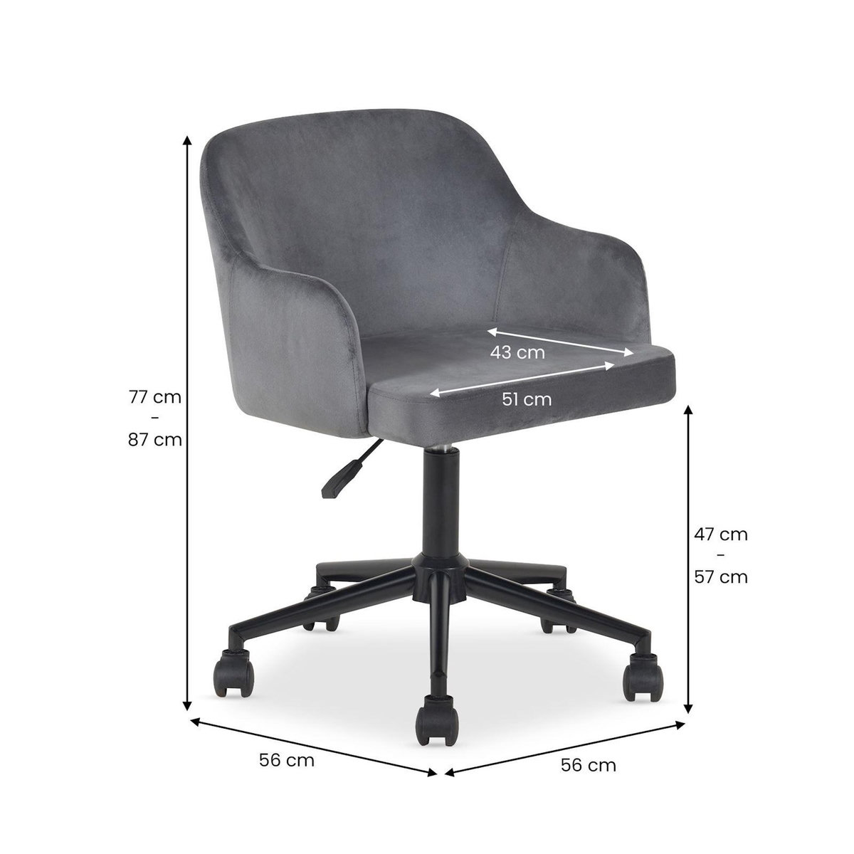 IDIMEX Chaise de bureau OLIVER en velours