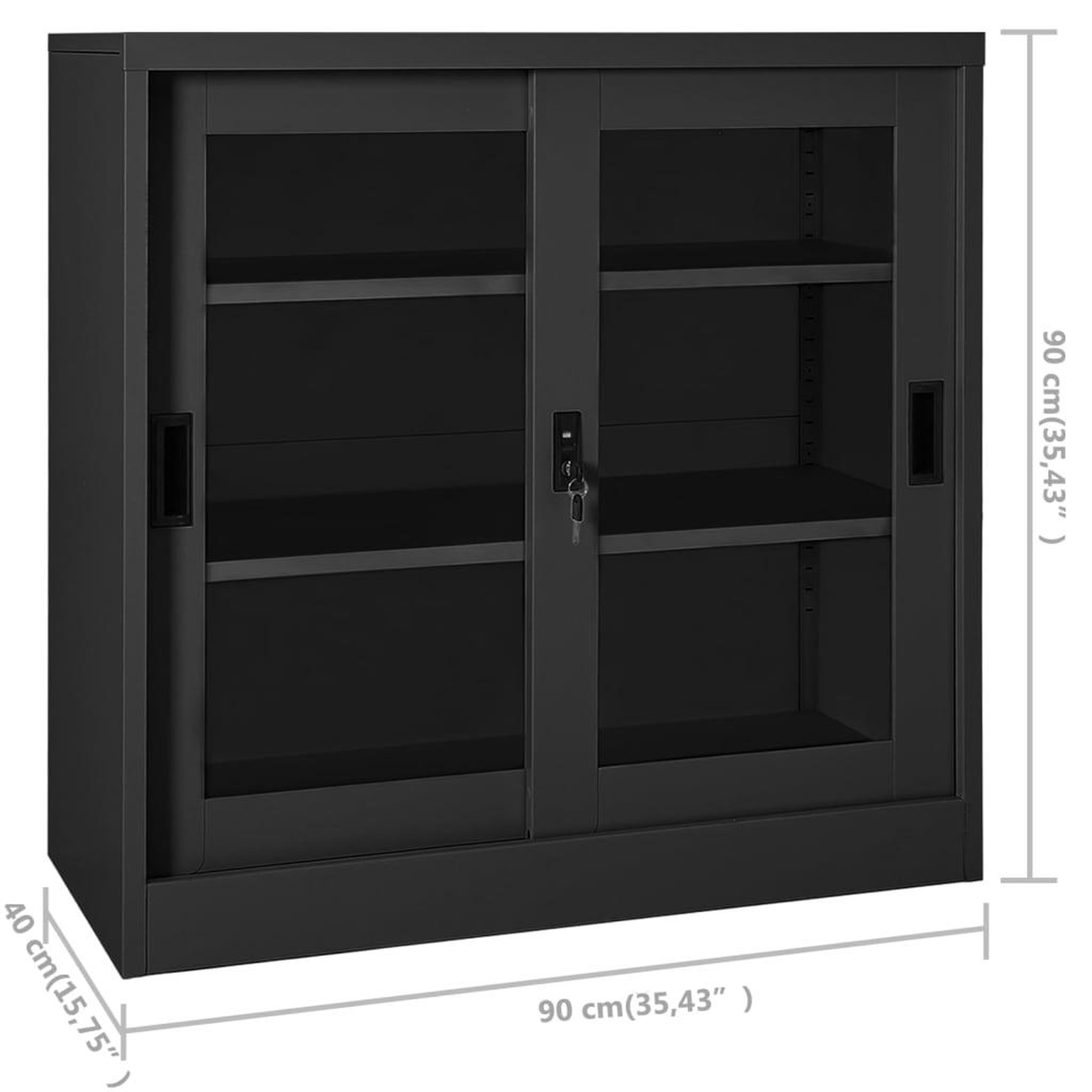 Voir la diapositive 6 : VIDAXL Armoire a portes coulissantes Anthracite 90x40x90 cm Acier