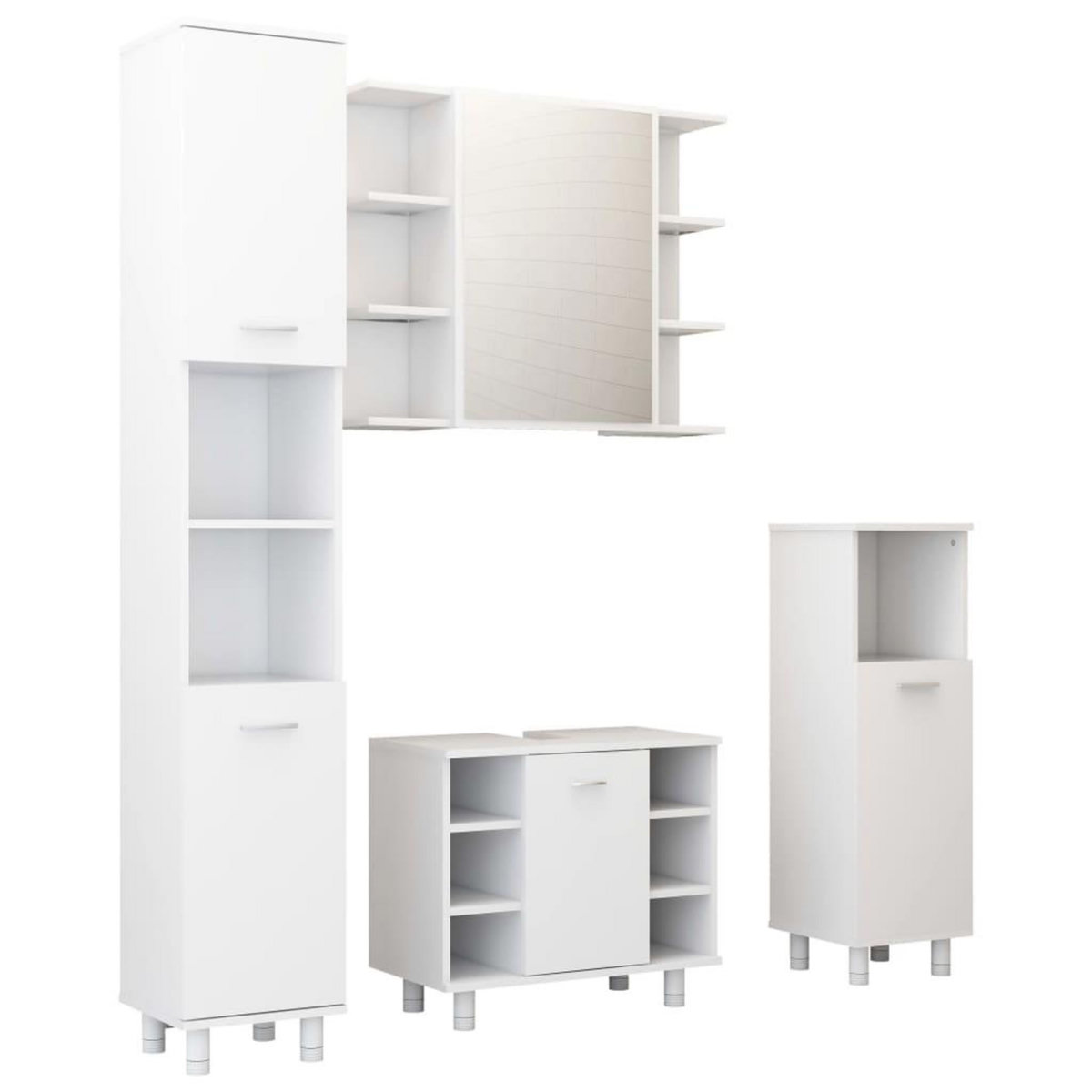 VIDAXL Ensemble de meubles de salle de bain 4pcs Blanc Bois ingenierie