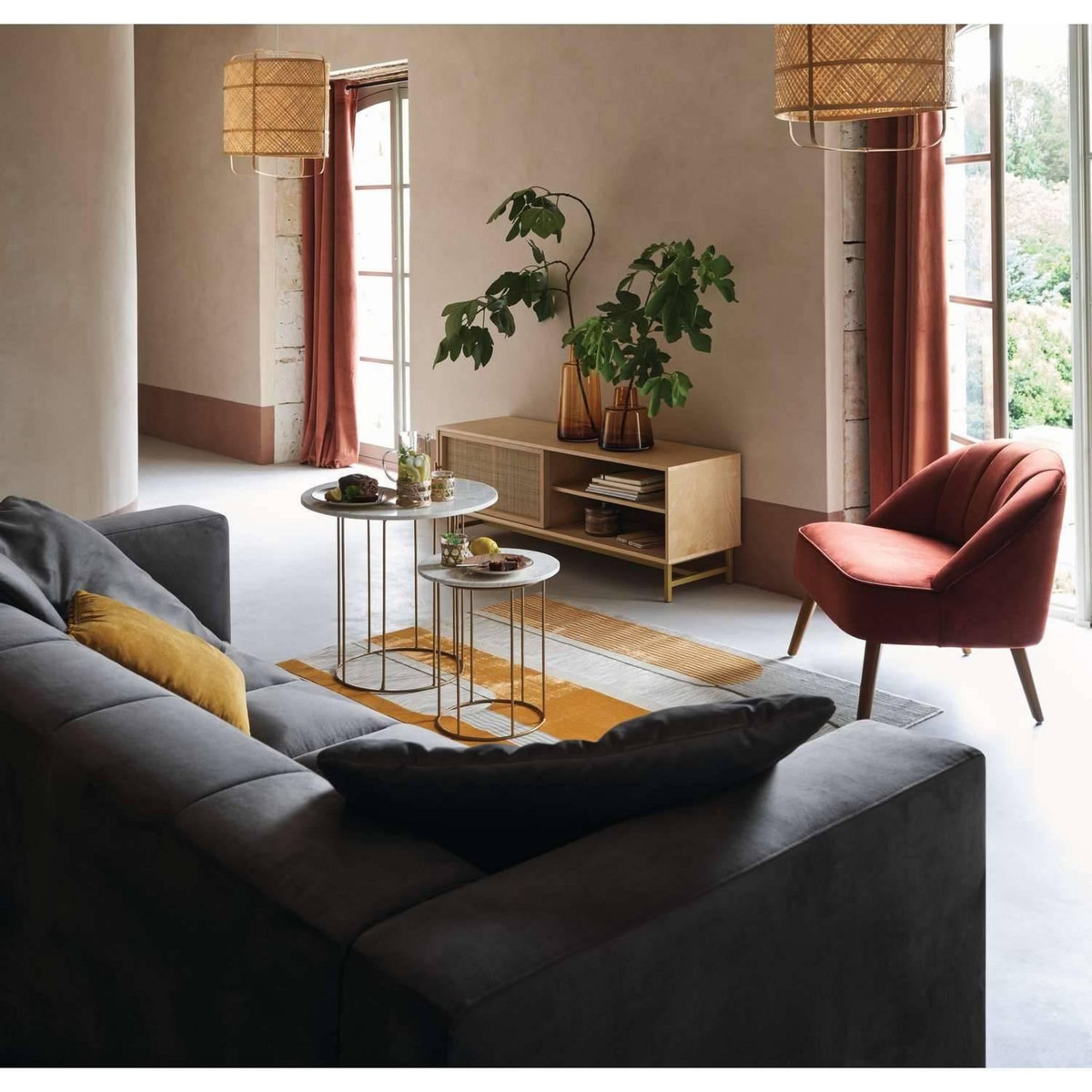 ATMOSPHERA Tapis géométrique en relief - 120 x 170 cm - Multicolore