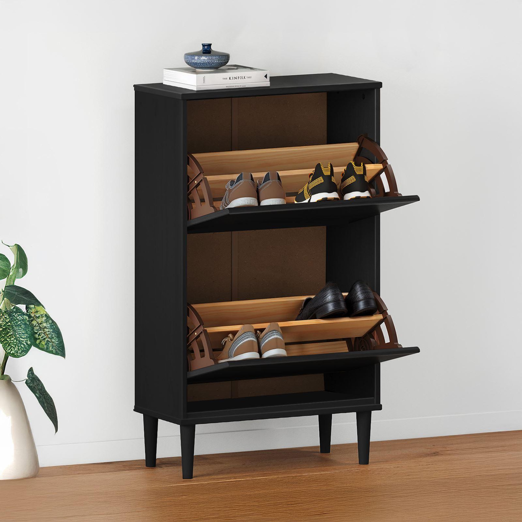 Voir la diapositive 5 : IDIMEX Meuble à chaussures entrée mikka en bois massif