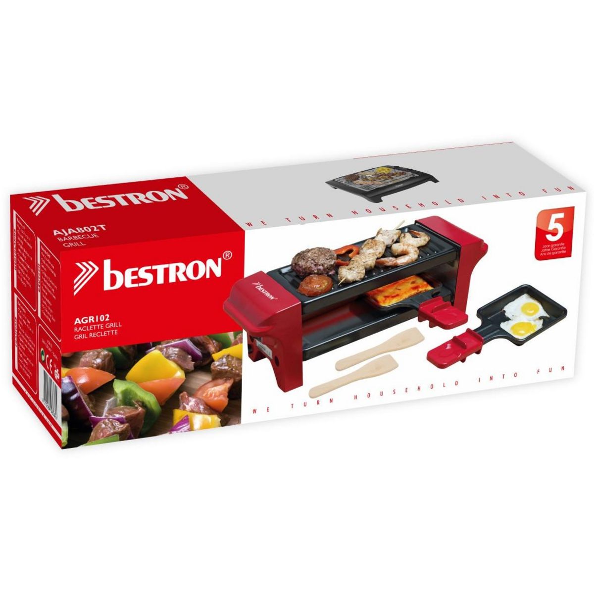 Bestron Appareil à raclette 2 personnes 350w + gril noir/rouge - agr102