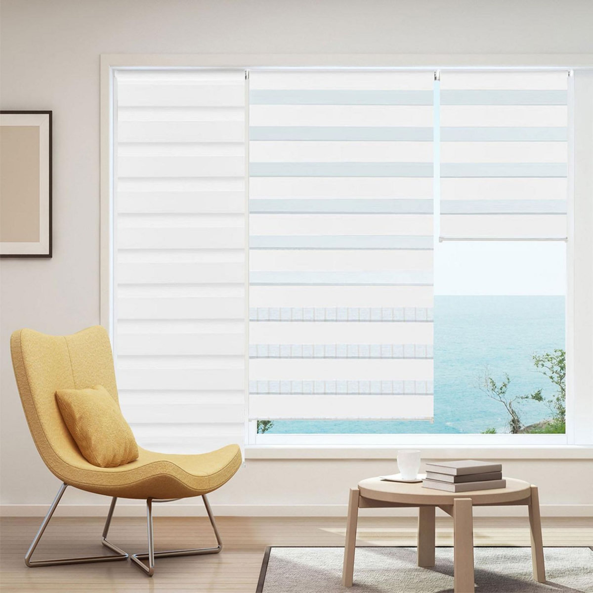 ID MARKET Store enrouleur zébré jour nuit 60 x 170 cm blanc