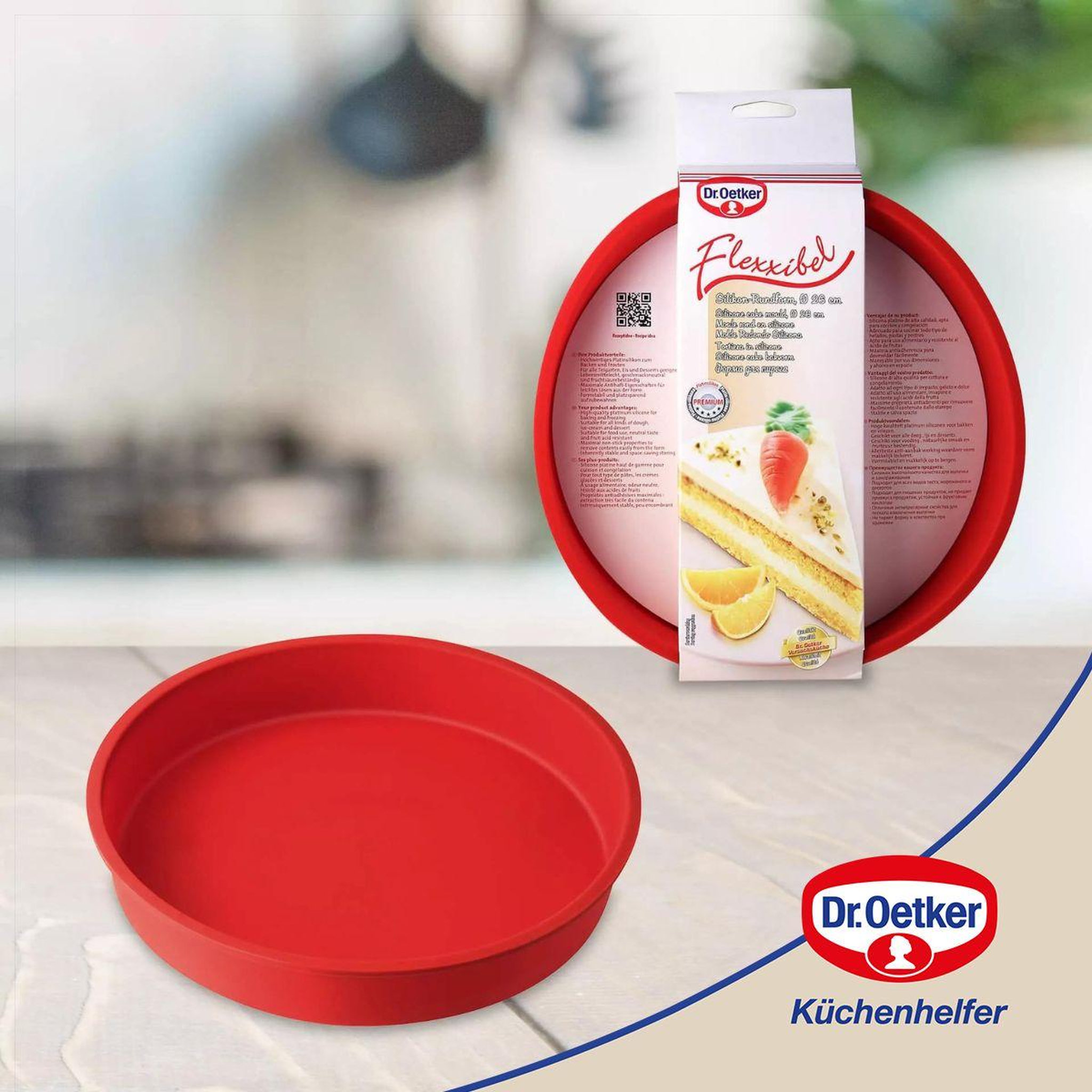 Voir la diapositive 4 : DR.OETKER Deux moules à manqué en silicone de 26 cm dr. Oetker flexxibel love