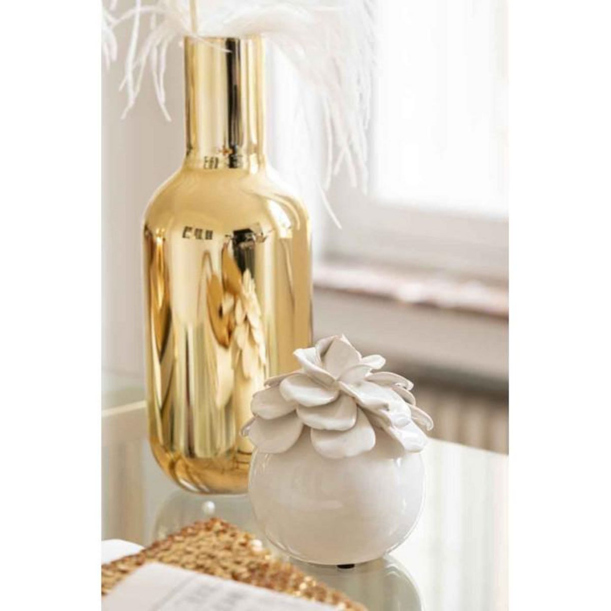 Paris Prix Bouteille Déco en Verre  Cifuta  32cm Or