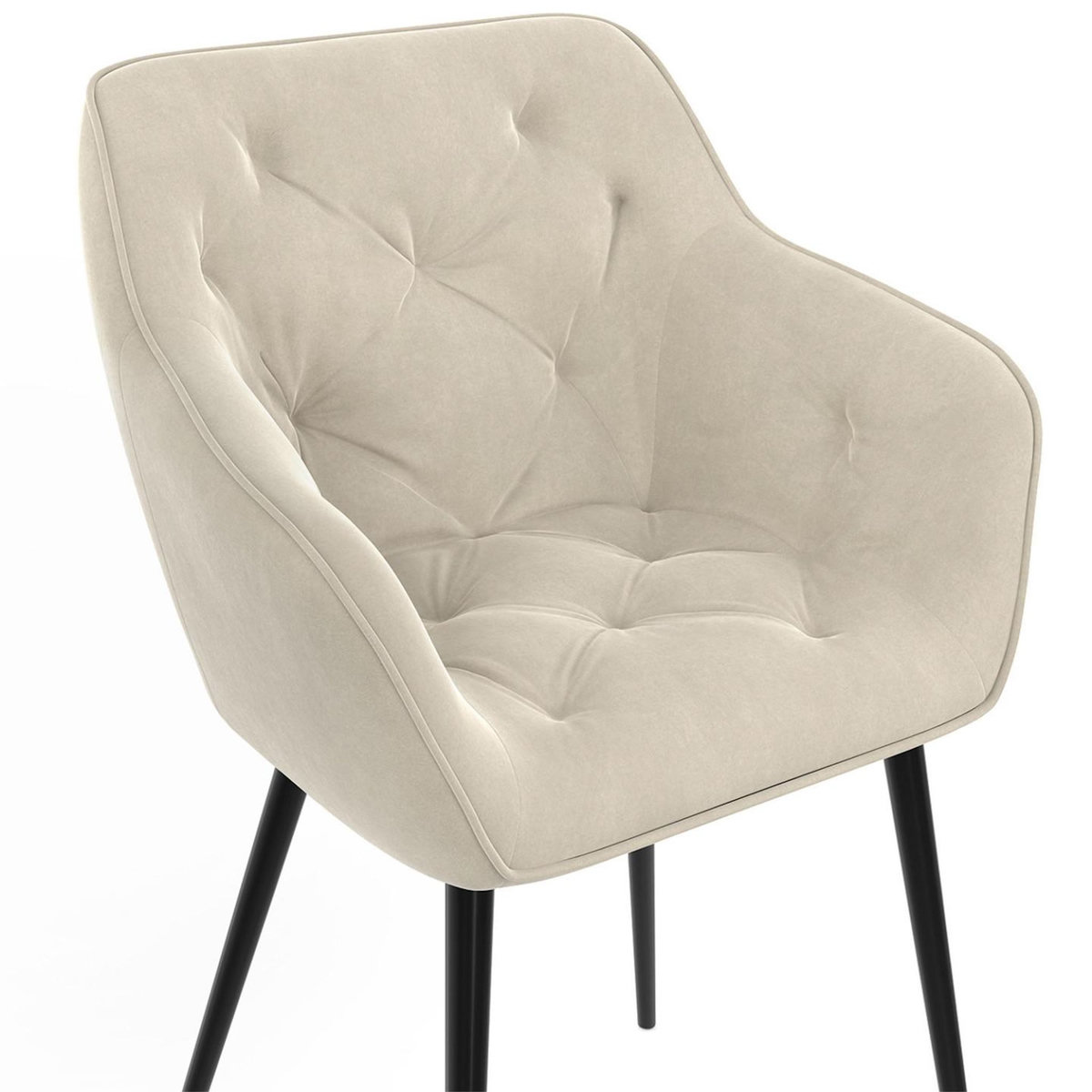 ID MARKET Lot de 2 chaises de salle à manger, fauteuils de table capitonnés LYA velours beige