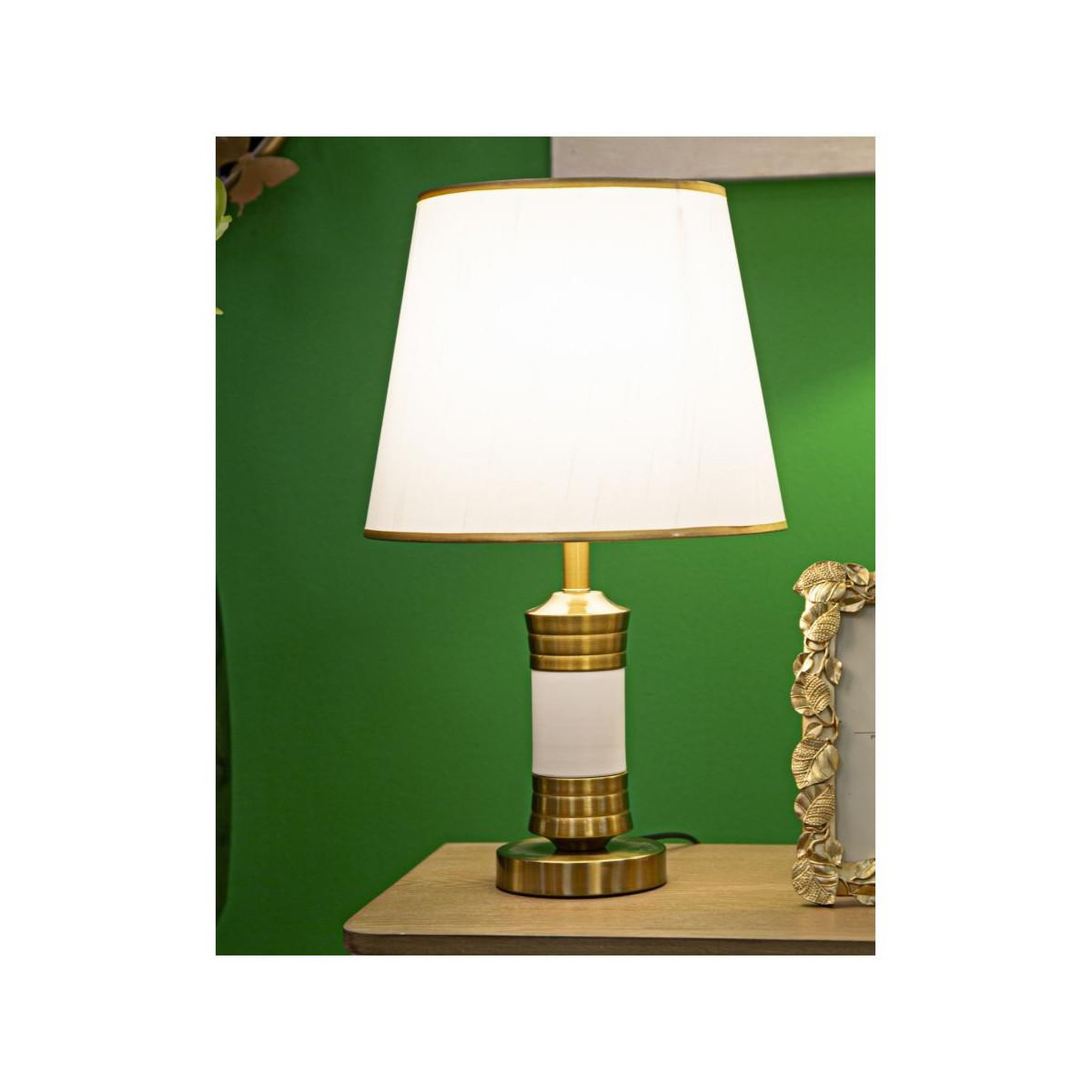 Voir la diapositive 5 : Paris Prix Lampe à poser en métal  whity  52cm blanc & or
