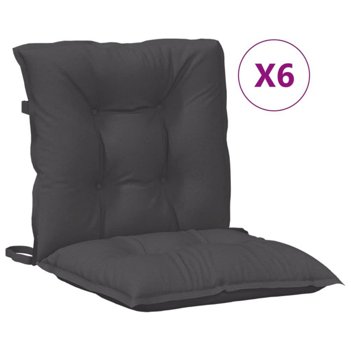 VIDAXL Coussins de chaise a dossier bas lot de 6 anthracite melange