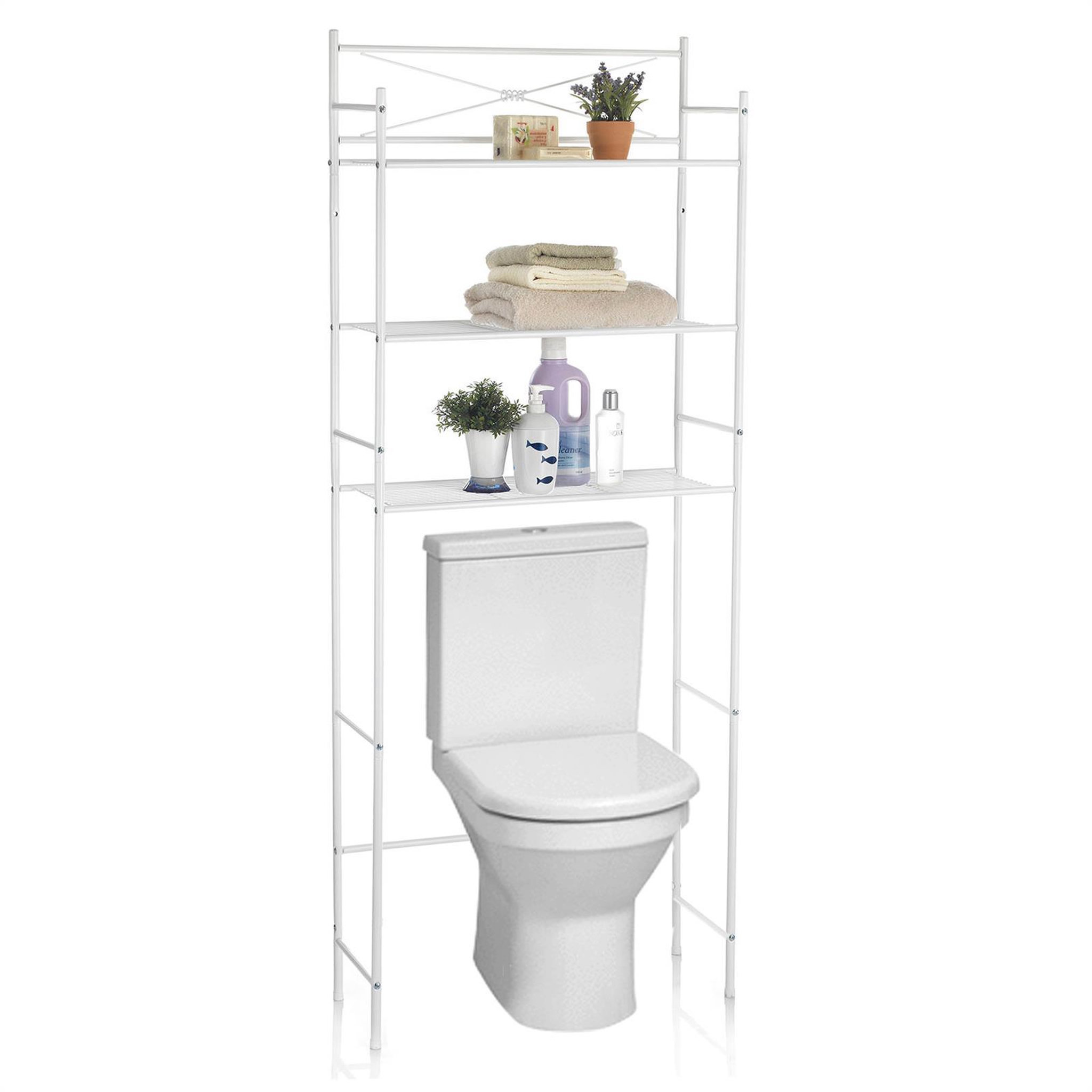 Voir la diapositive 1 : IDIMEX Etagère de salle de bain marsa, rangement pour wc/lave-linge, en métal