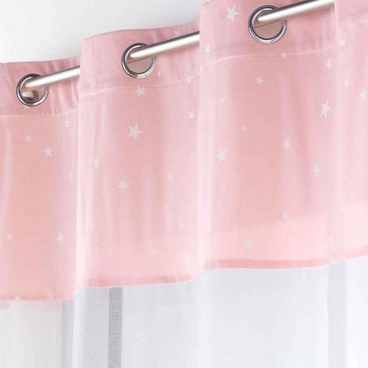 Paris Prix Rideau Voilage Phosphorescent  Moonlight  140x280cm Rose