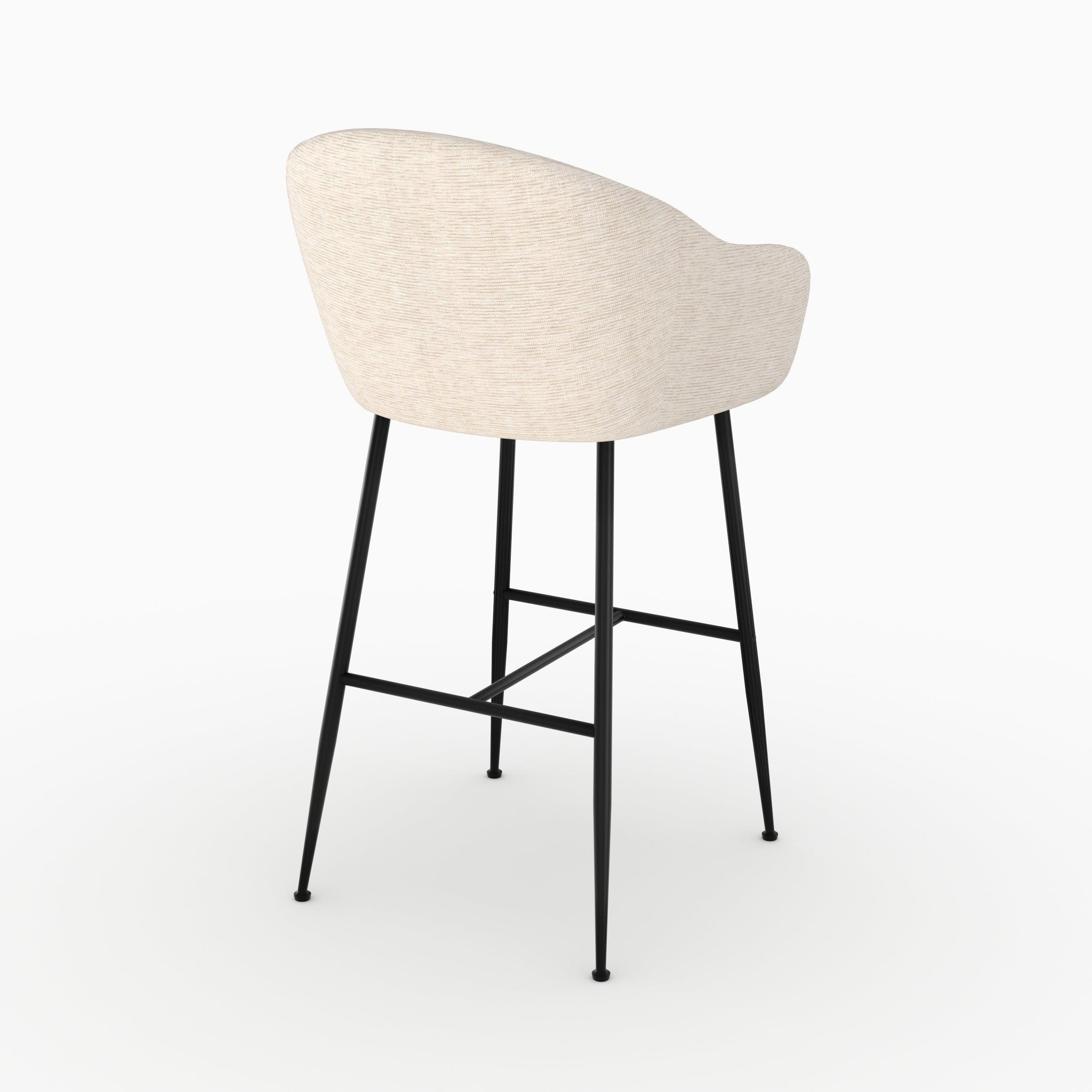 Voir la diapositive 6 : MAISON PAVANE Chaise de bar en tissu blanc chiné 76 cm-socky