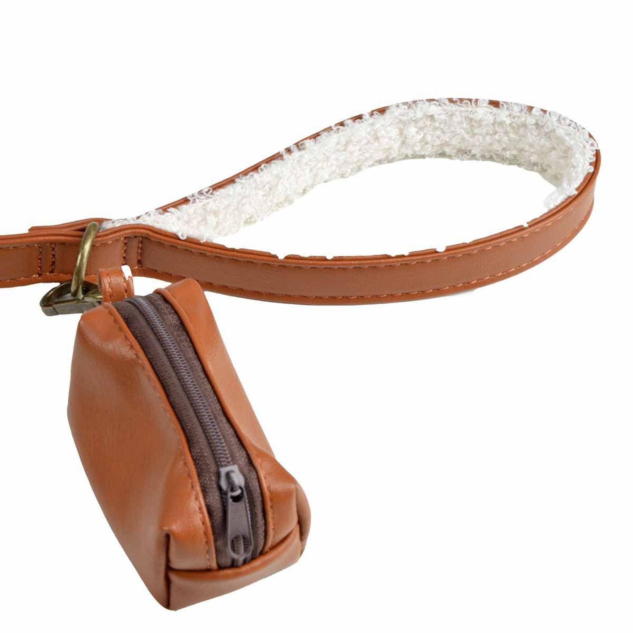 Voir la diapositive 3 : LOVE STORY Laisse & distributeur de sacs chien  wooly  125cm cognac