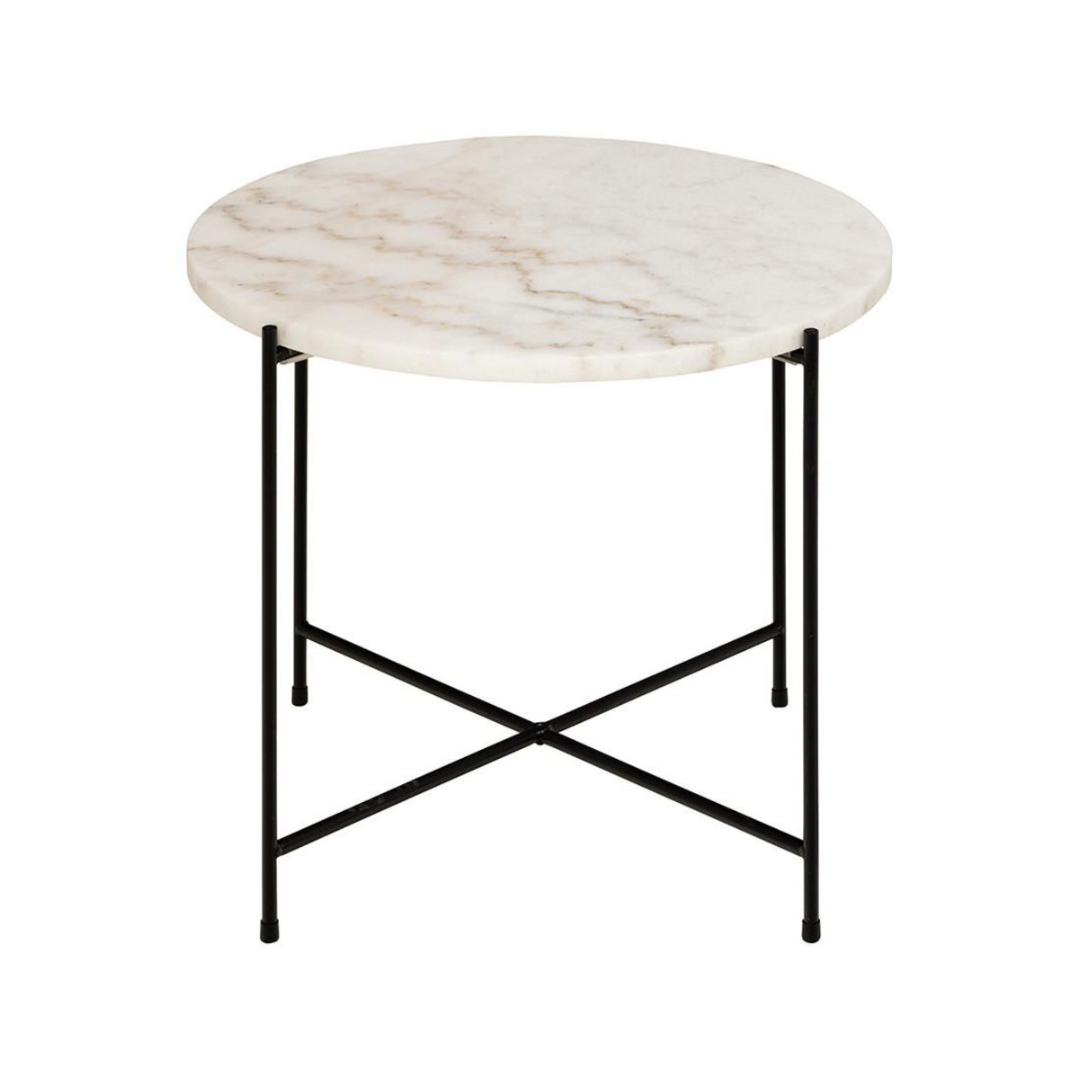 LISA DESIGN Ezaro - table basse ronde - 52 cm - plateau en marbre - pieds en acier