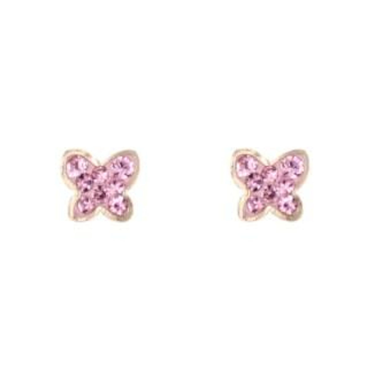 L'ATELIER D'AZUR Boucles d'Oreilles Papillon - Or Jaune et Cristaux - Enfant