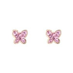 L'ATELIER D'AZUR Boucles d'Oreilles Papillon - Or Jaune et Cristaux - Enfant