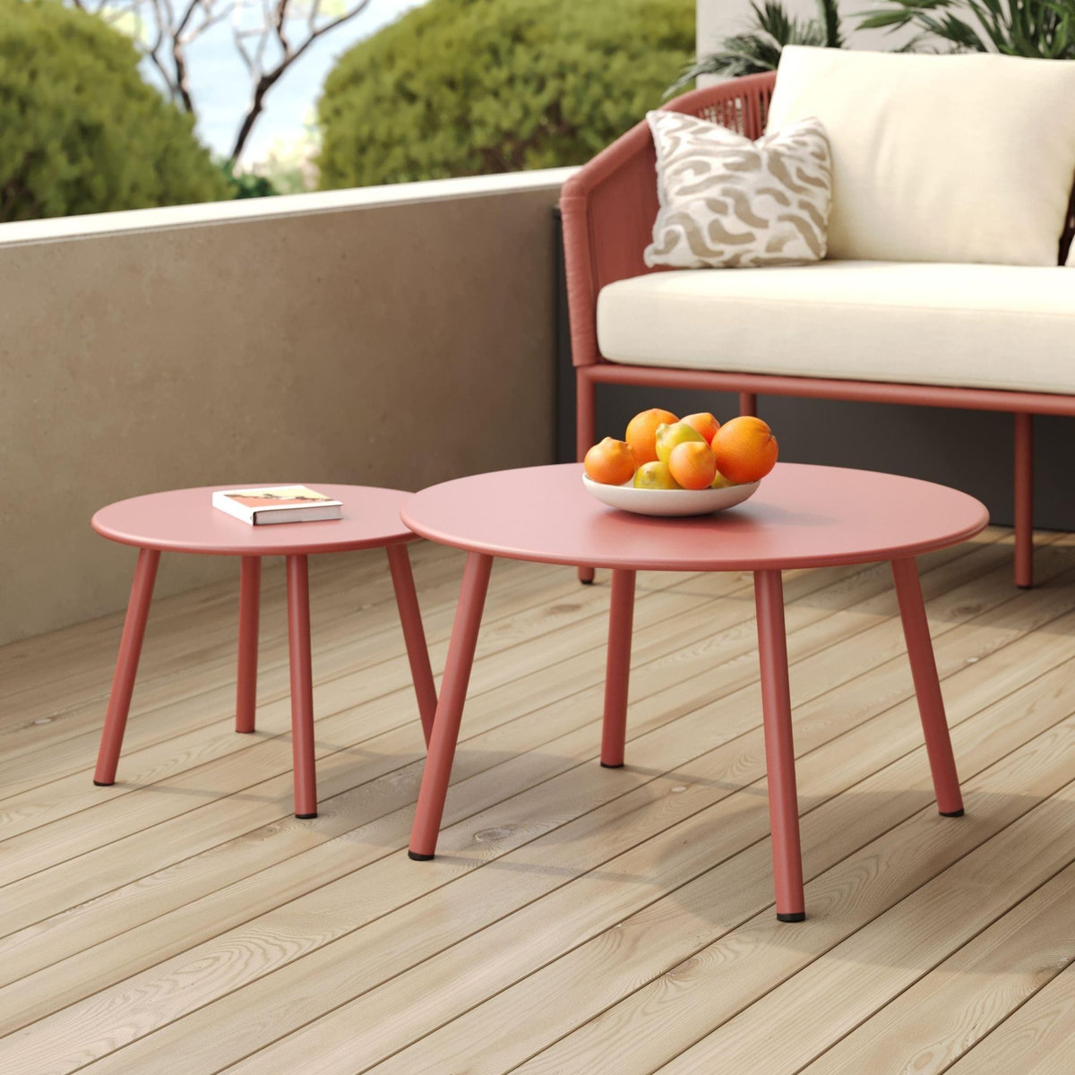 Rendez vous déco Tables d'appoint de jardin en métal terracotta (lot de 2)-Féria