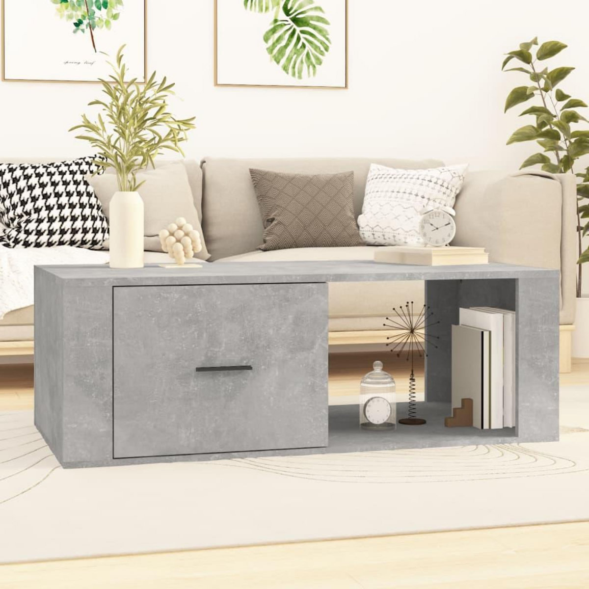 VIDAXL Table basse Gris beton 100x50,5x35 cm Bois d'ingenierie