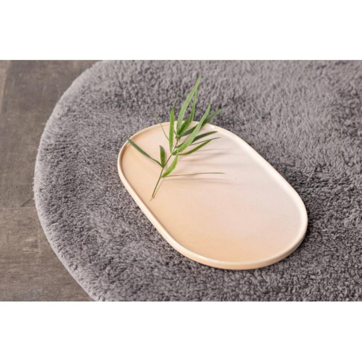 Paris Prix Tapis Rond de Salle de Bain  Valle  60cm Gris Foncé