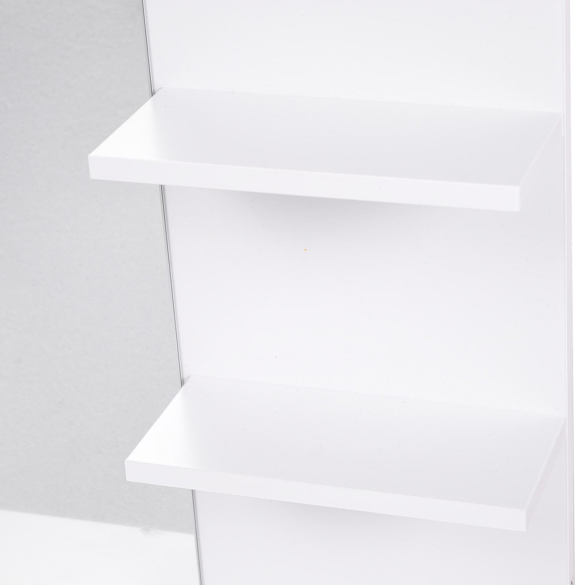 Voir la diapositive 6 : HOMCOM Miroir de salle de bain avec étagères - 2 étagères latérales + grande étagère inférieure - kit installation fourni - mdf blanc
