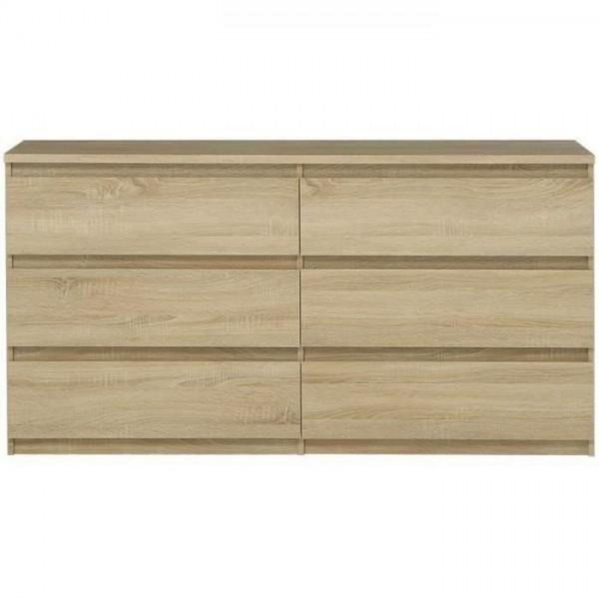 MARKET24 Commode CHELSEA 6 Tiroirs - Couleur chene - L 154 x P 42,2 x H 79,9 cm