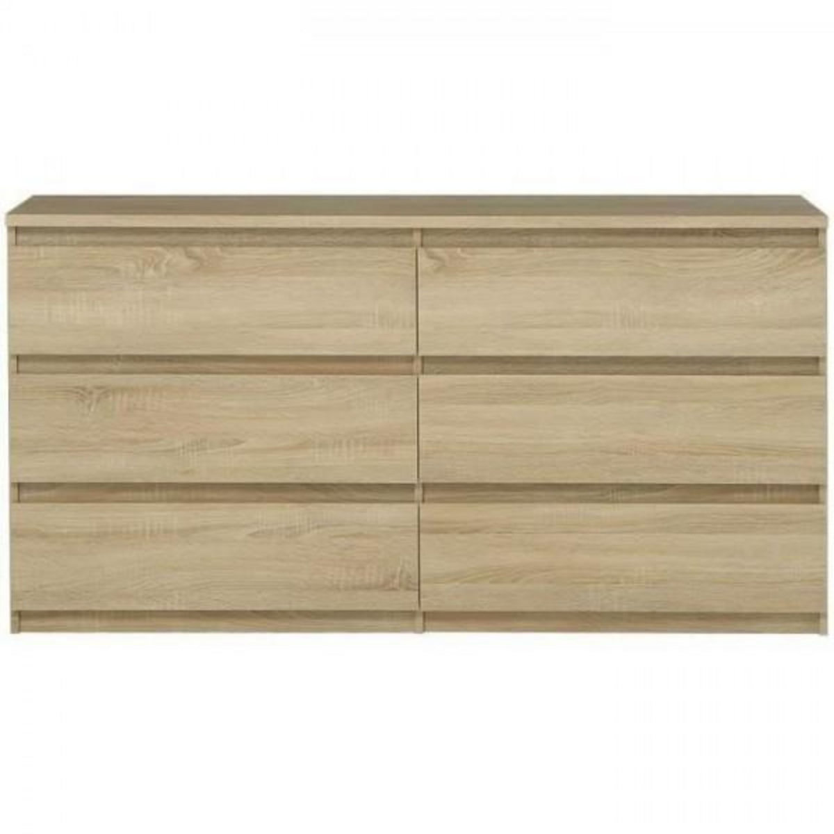 MARKET24 Commode CHELSEA 6 Tiroirs - Couleur chene - L 154 x P 42,2 x H 79,9 cm