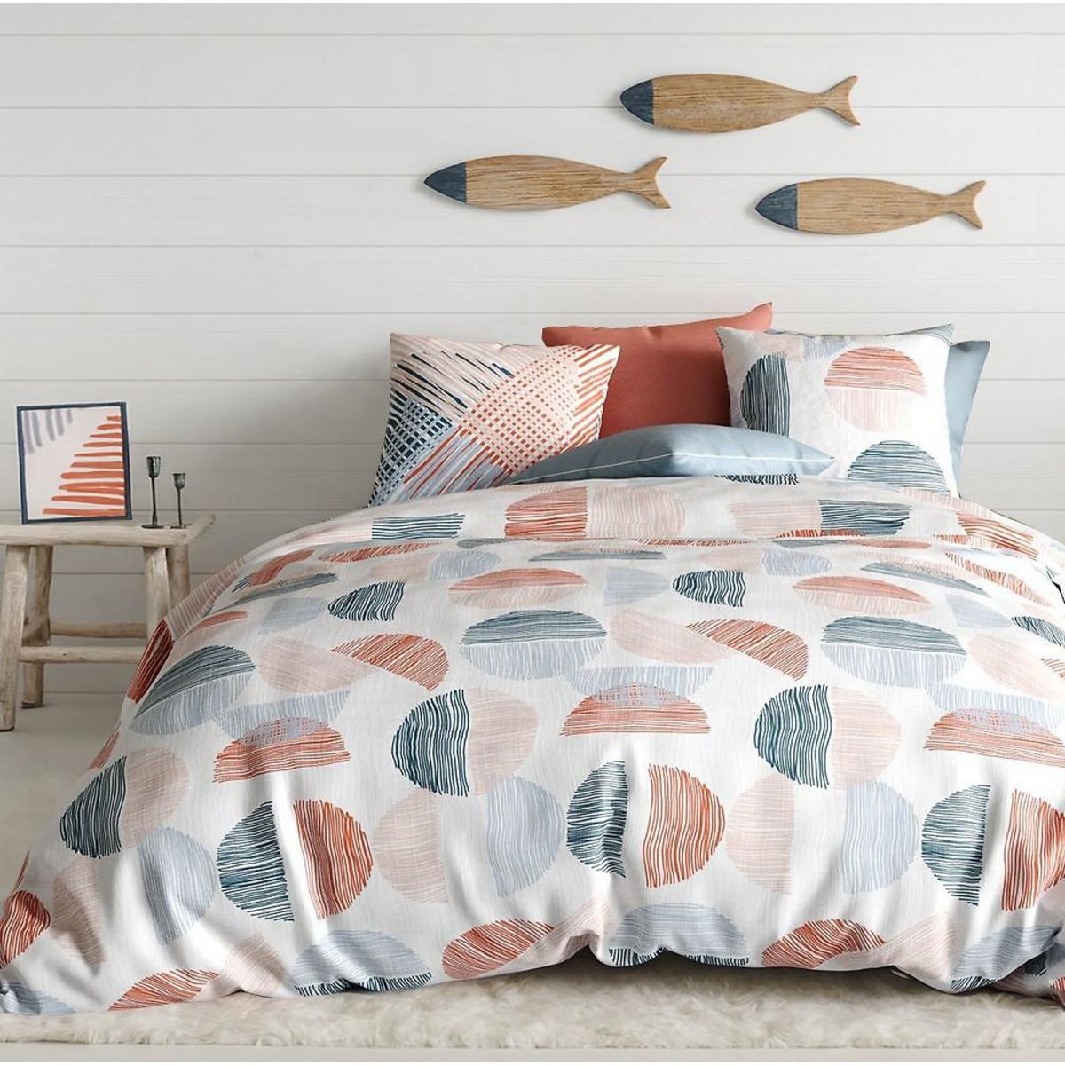 Les Ateliers du Linge Parure de housse de couette 100% coton 57fils halley