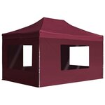 VIDAXL Tente de reception pliable et parois Aluminium 4,5x3 m Bordeaux