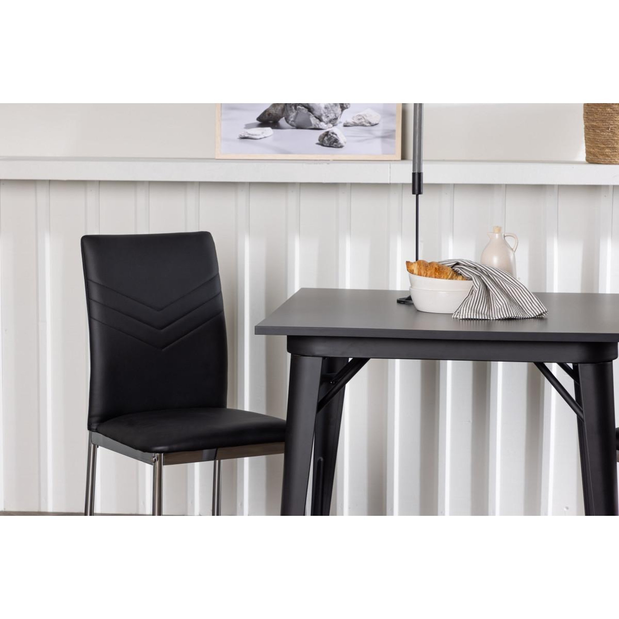 Voir la diapositive 6 : Paris Prix Ensemble table à manger & 2 chaises  tempe & lily  80cm noir