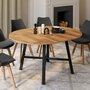 Voir la diapositive 2 : ID MARKET Table à manger extensible ronde MADELEINE 4-6 personnes bois et métal noir 110 - 150 cm