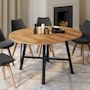Voir la diapositive 2 : ID MARKET Table à manger extensible ronde MADELEINE 4-6 personnes bois et métal noir 110 - 150 cm