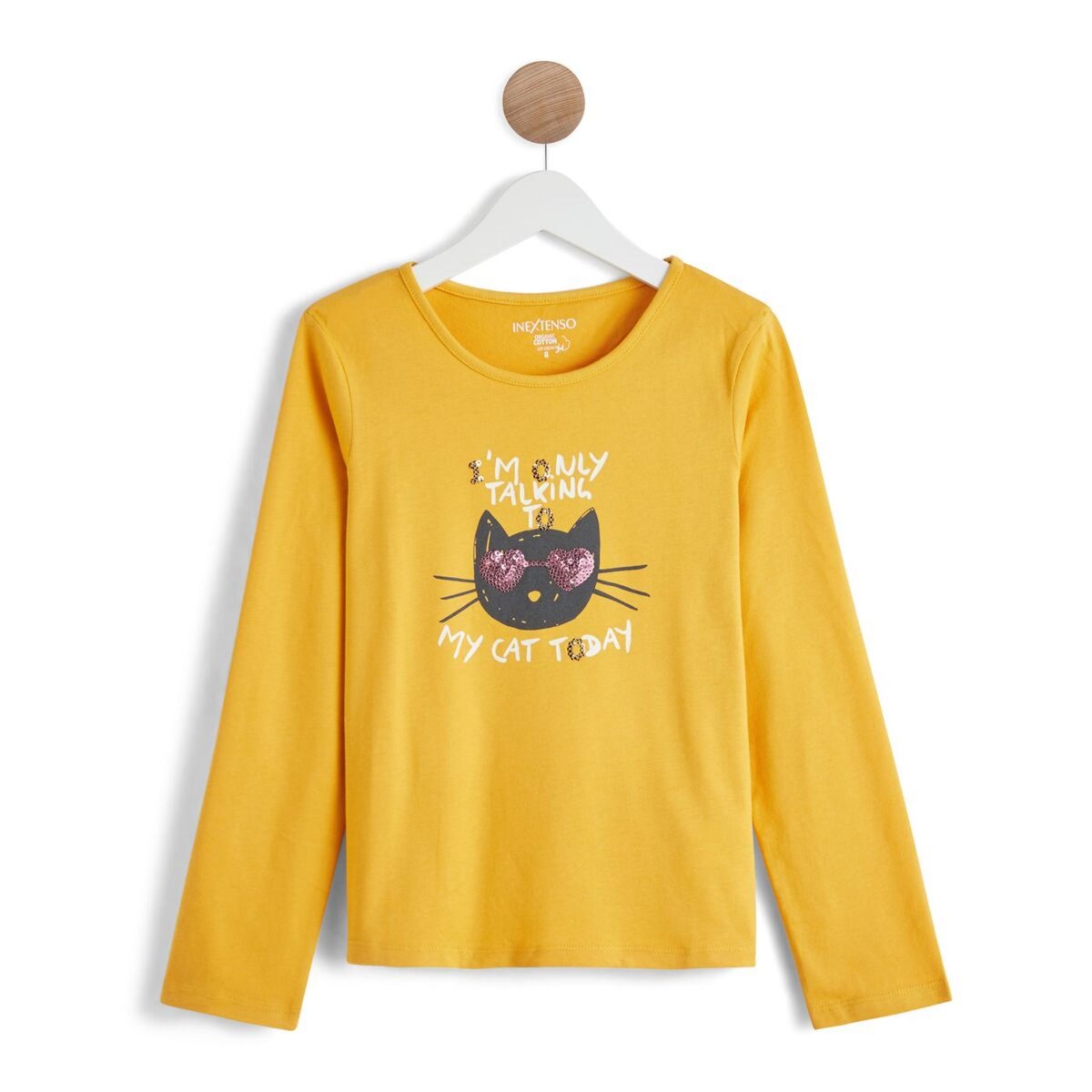 IN EXTENSO T-shirt manches longues à sequins reversibles chat fille