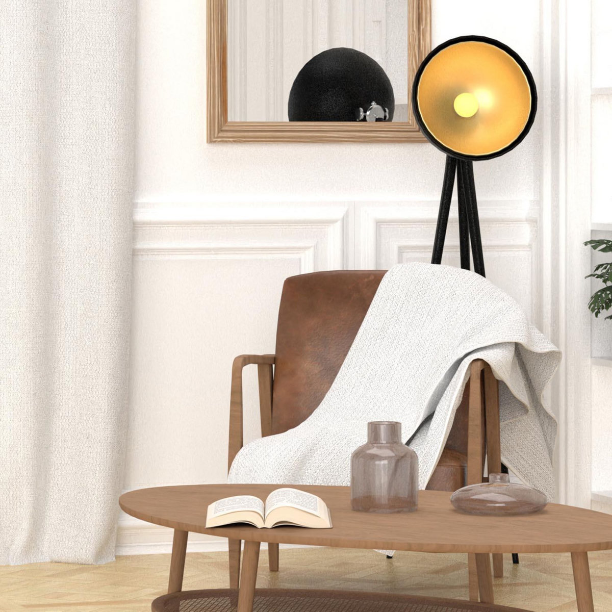 SOLEIL D'OCRE Plaid en coton recyclé 140x200 cm PIERRE, par Soleil d'Ocre