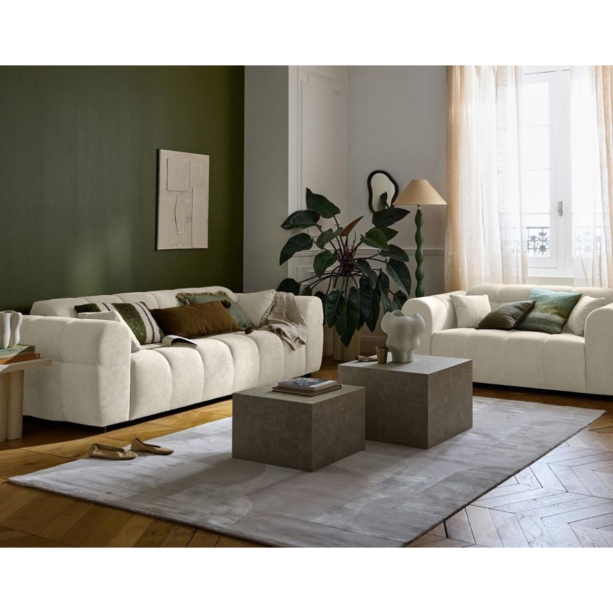 LISA DESIGN Ray - canapé droit 3 places en tissu texturé