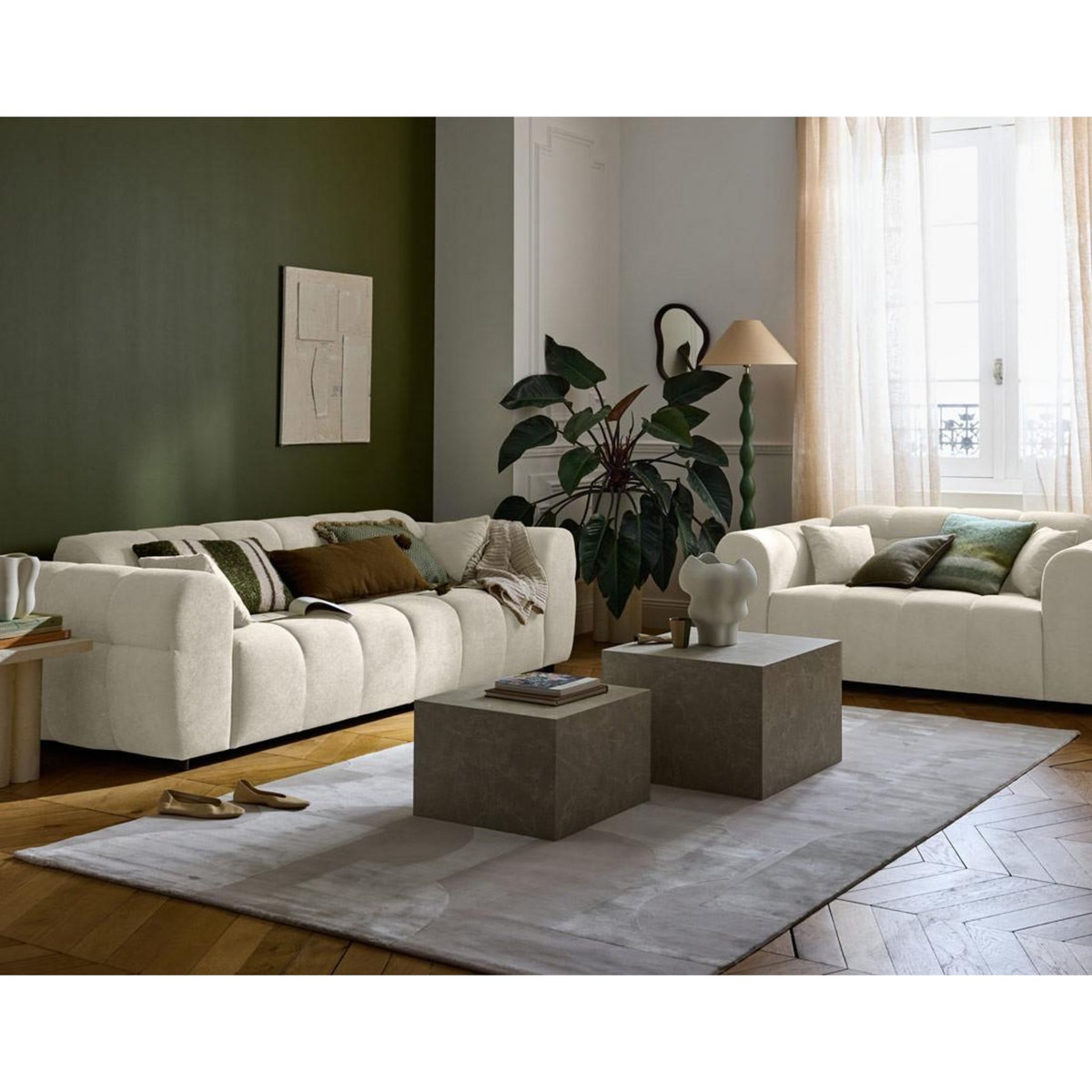 LISA DESIGN Ray - canapé droit 3 places en tissu texturé