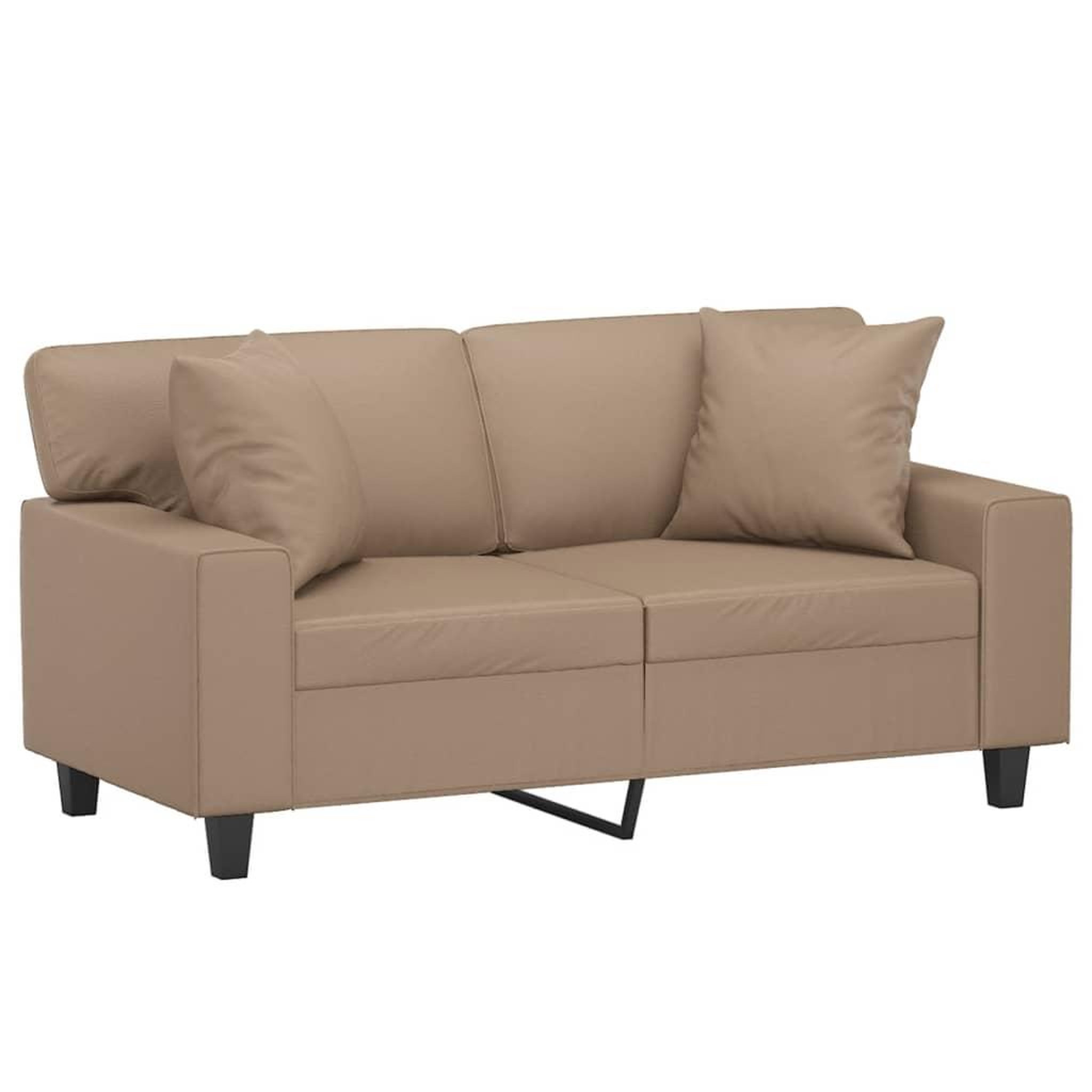 Voir la diapositive 3 : VIDAXL Canape 2 places avec oreillers cappuccino 120 cm similicuir
