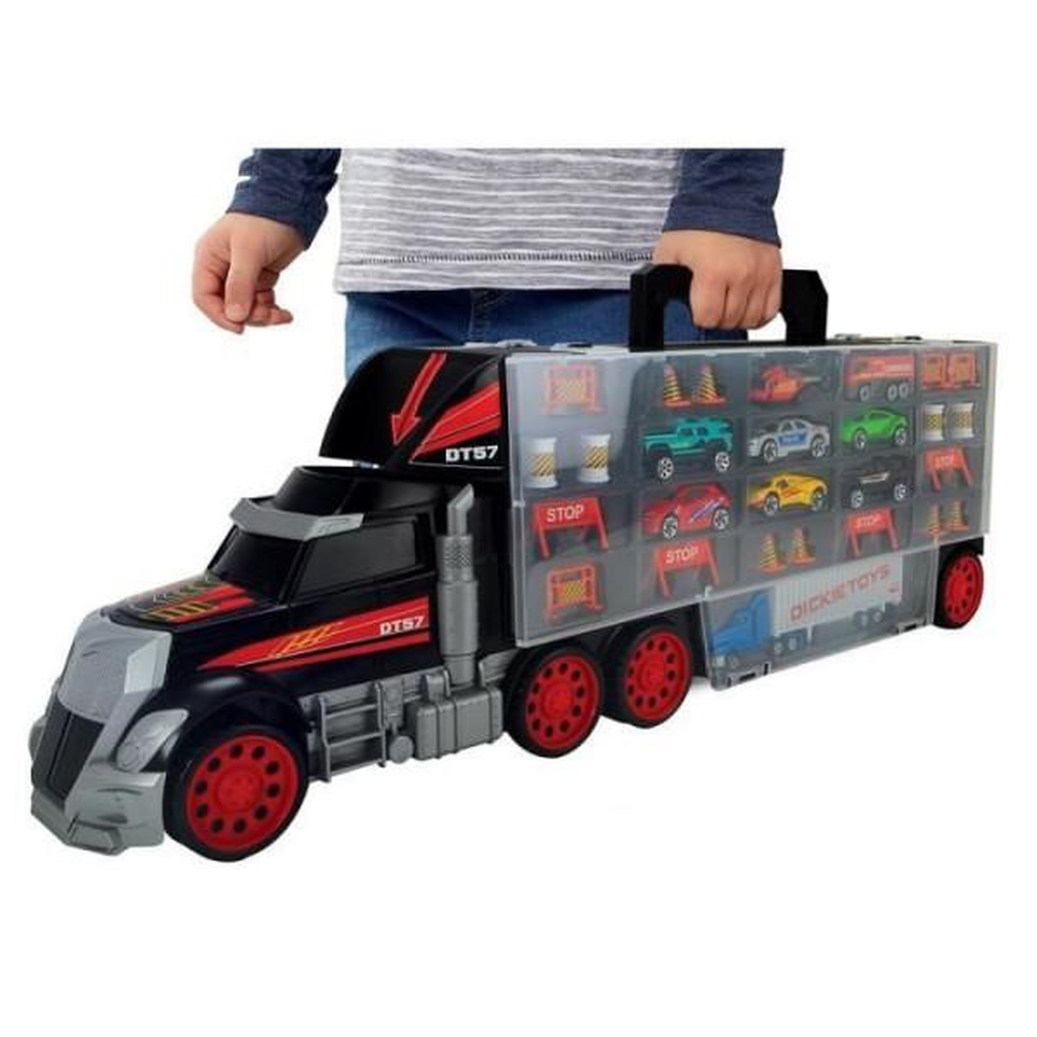 Voir la diapositive 2 : SIMBA.DICKIE.GROUP Camion transporteur de voitures - Dickie Toys - Truck Carry Case - 7 véhicules die-cast - 62cm