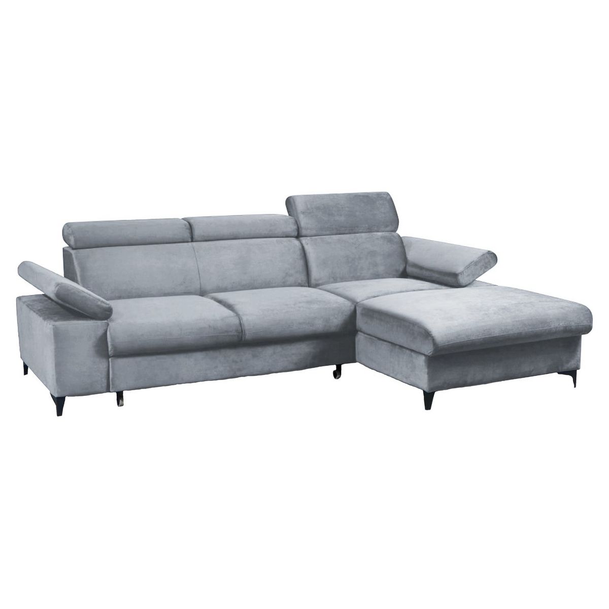 Canapé d'angle droit fixe convertible 5 places avec coffre de rangement AURELIE