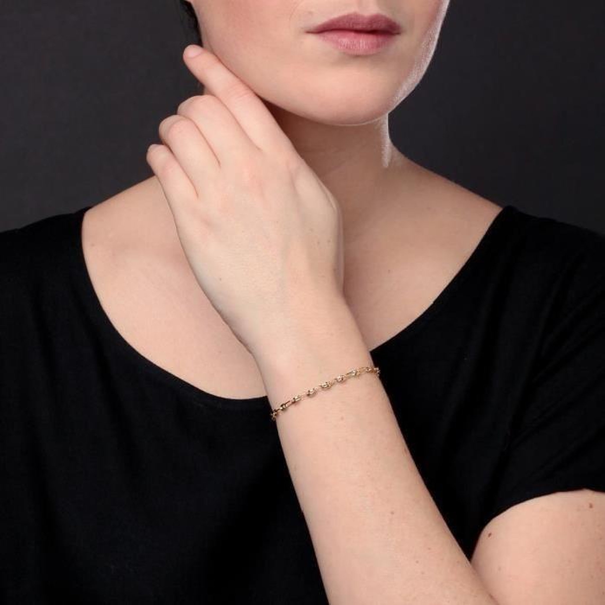 Voir la diapositive 2 : L'ATELIER D'AZUR Bracelet Or Jaune Maille Grain de Café - Femme