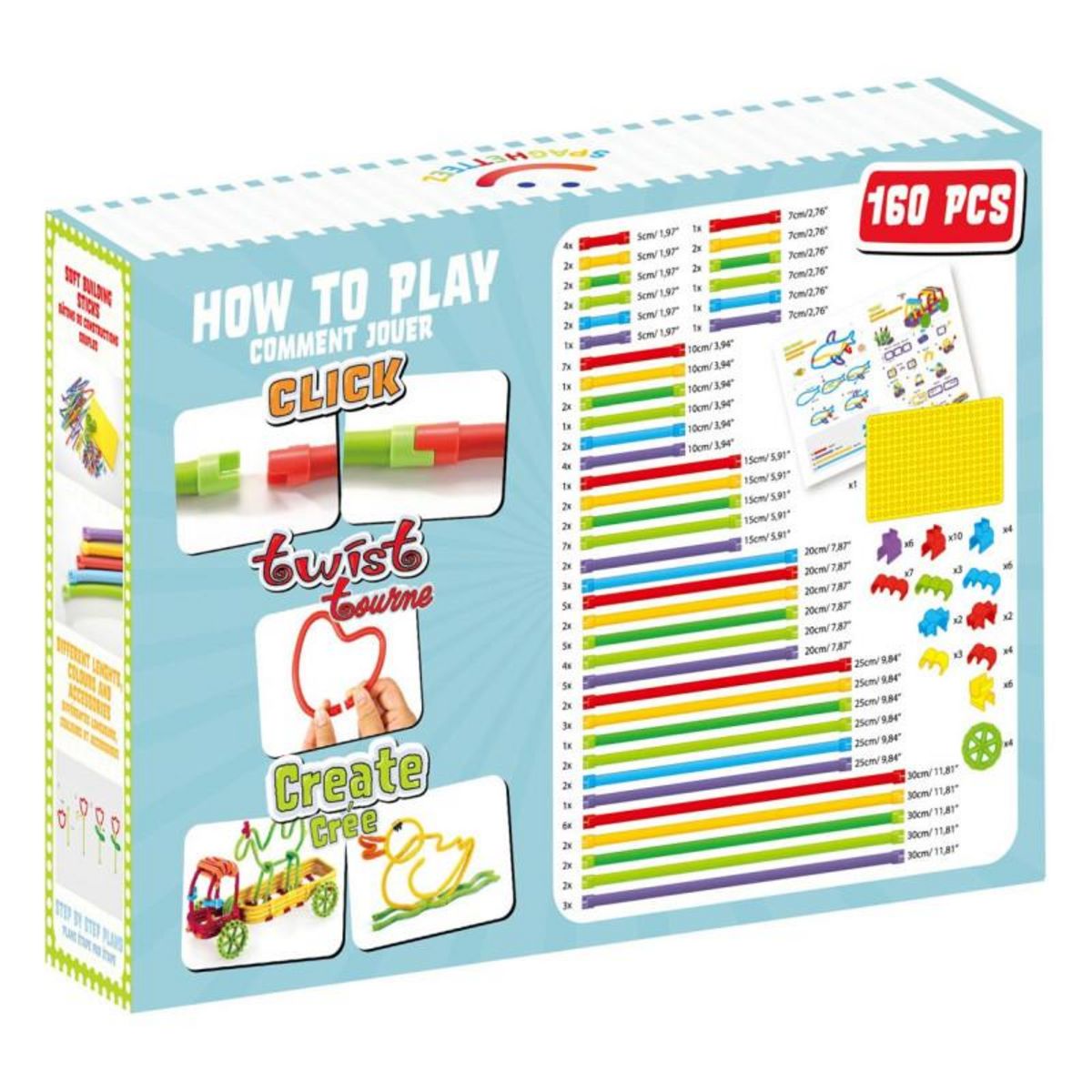 CLICS Clics - Spaghetteez 3D Art Flexible Sticks 160 pièces