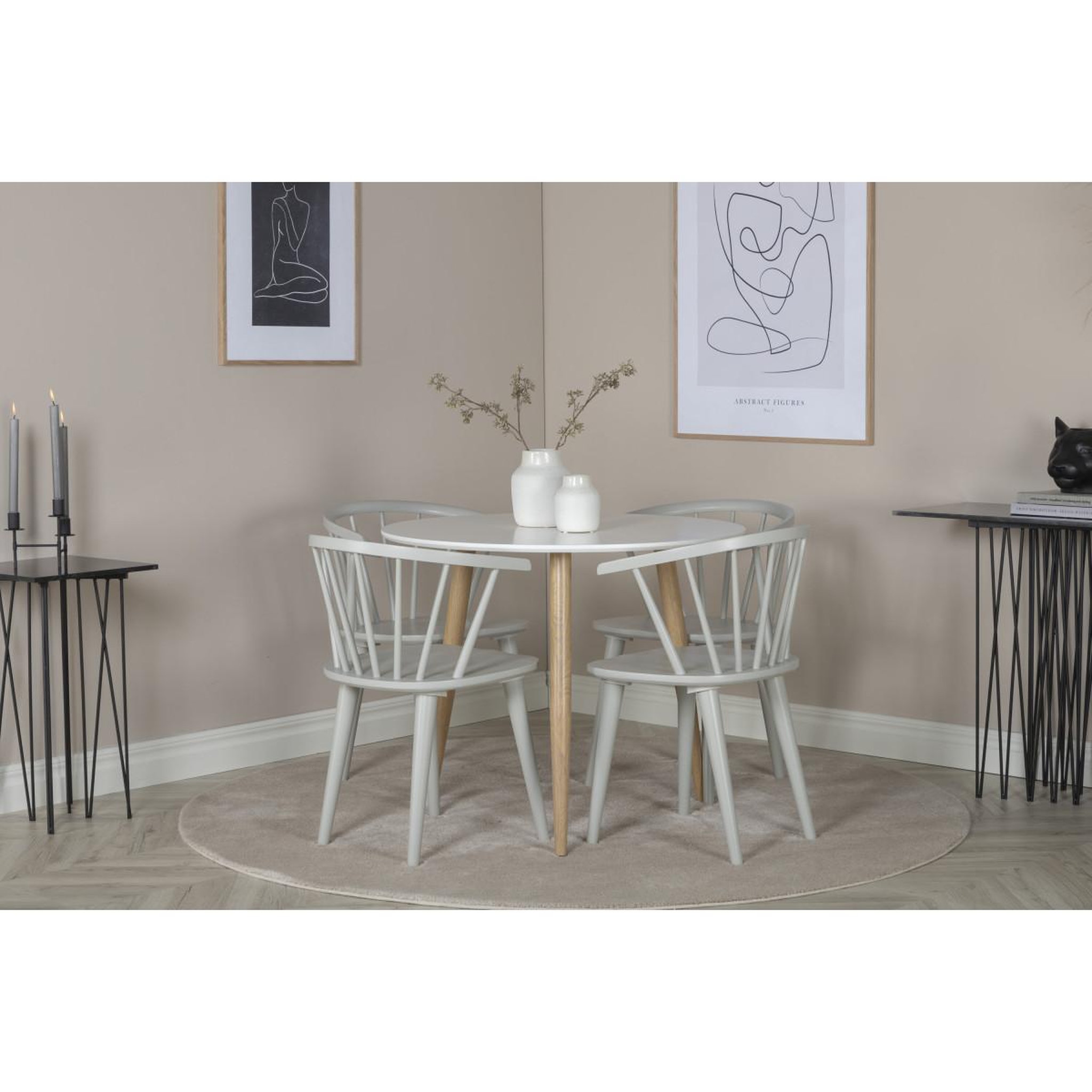 Voir la diapositive 3 : Paris Prix Table à manger ronde  polar  90cm blanc & naturel