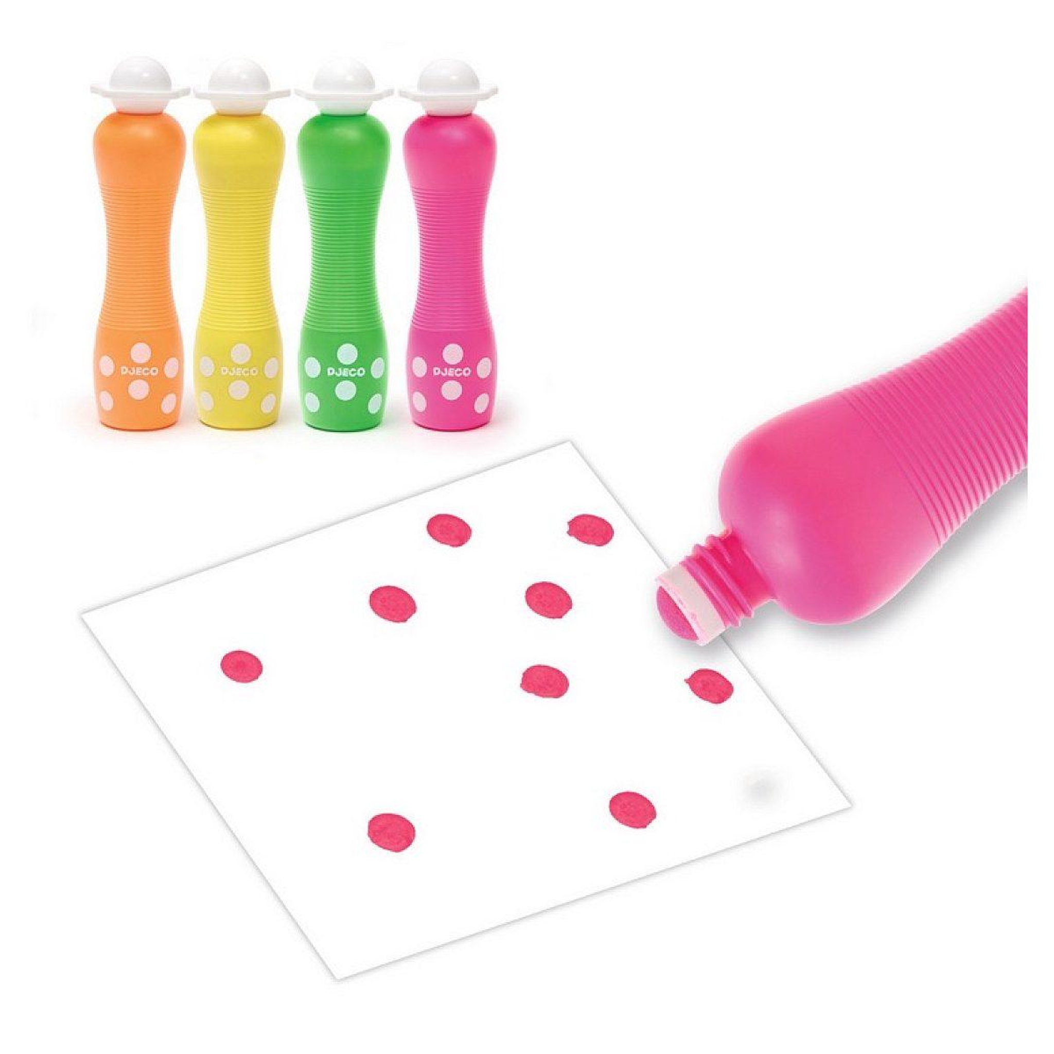 Voir la diapositive 2 : Djeco Marqueurs gros pois - neon