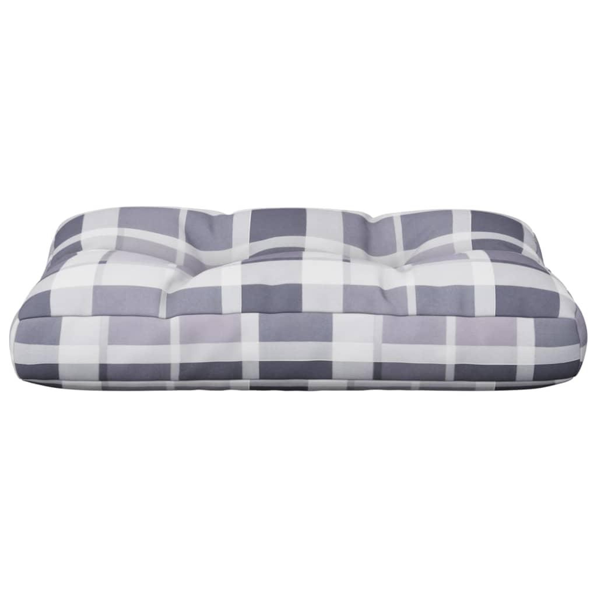 Voir la diapositive 5 : VIDAXL Coussin de palette motif a carreaux gris 60x40x12 cm tissu