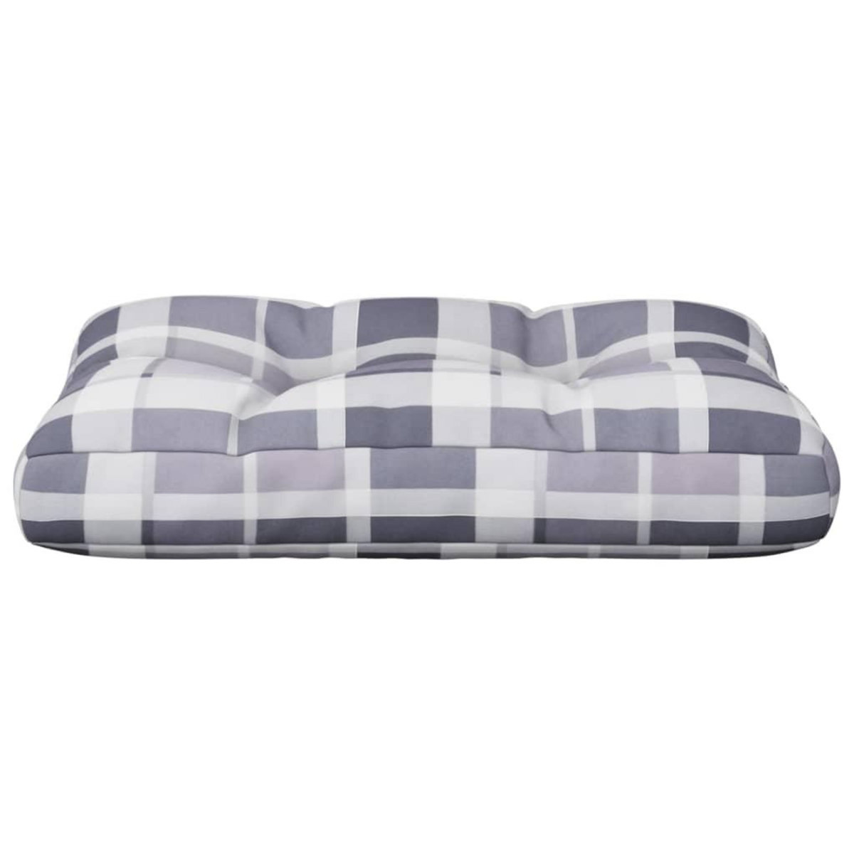 VIDAXL Coussin de palette motif a carreaux gris 60x40x12 cm tissu