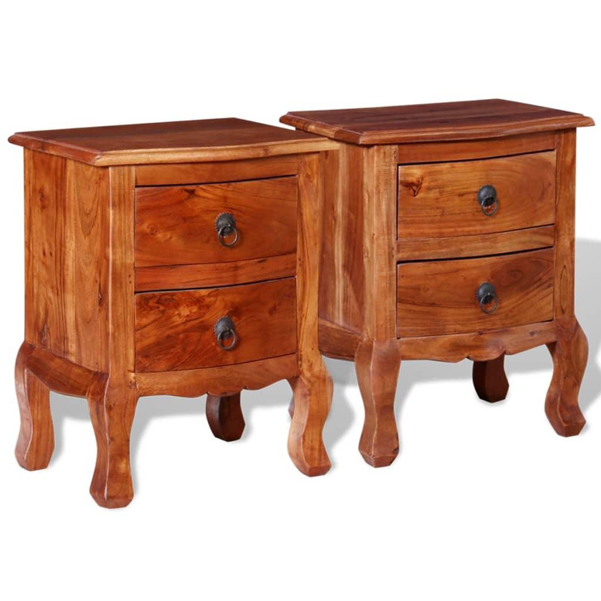 Voir la diapositive 1 : VIDAXL Tables de chevet avec tiroirs 2 pcs Bois d'acacia massif