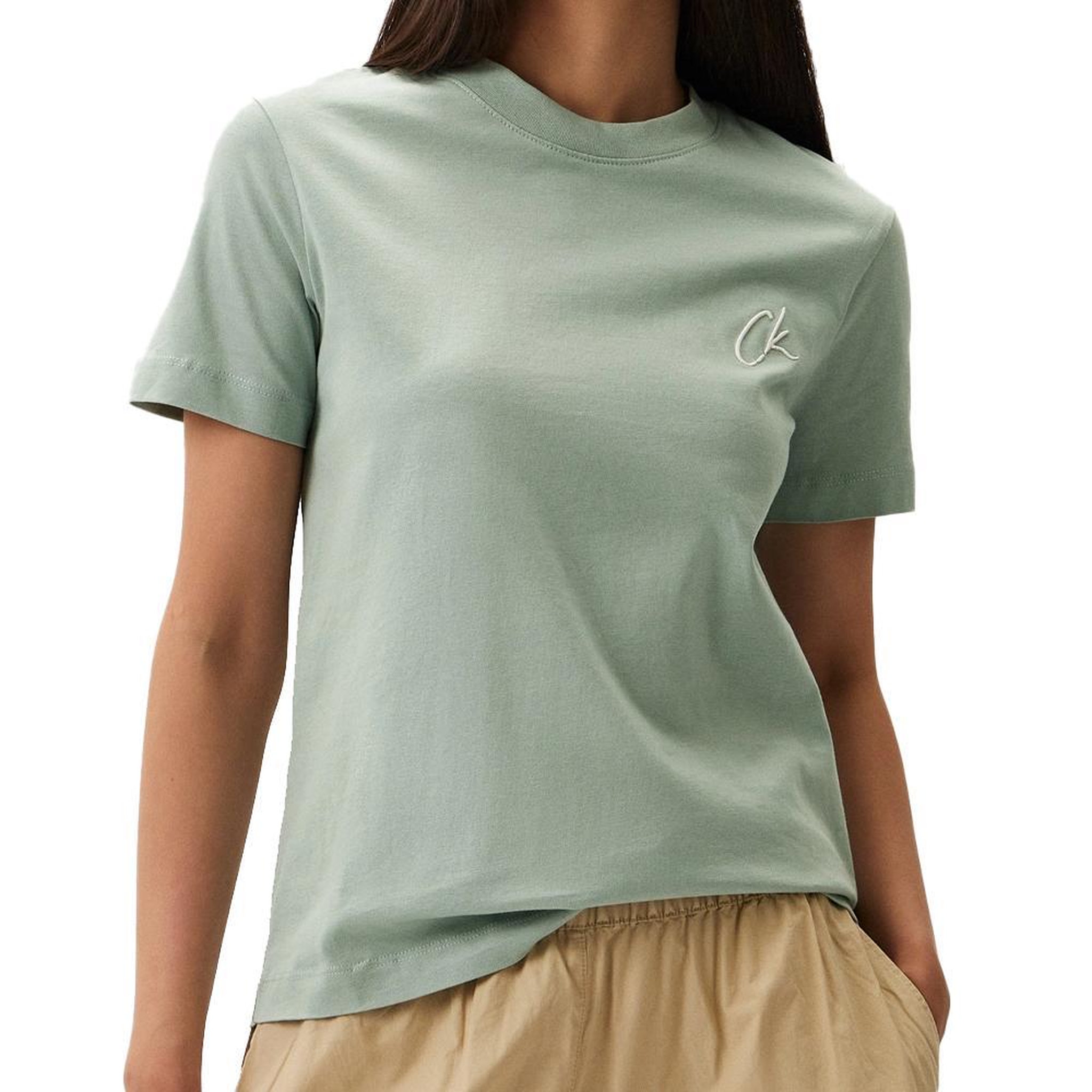 Voir la diapositive 1 : CALVIN KLEIN JEANS T-shirt Vert Femme Calvin Klein Jeans Embroidered