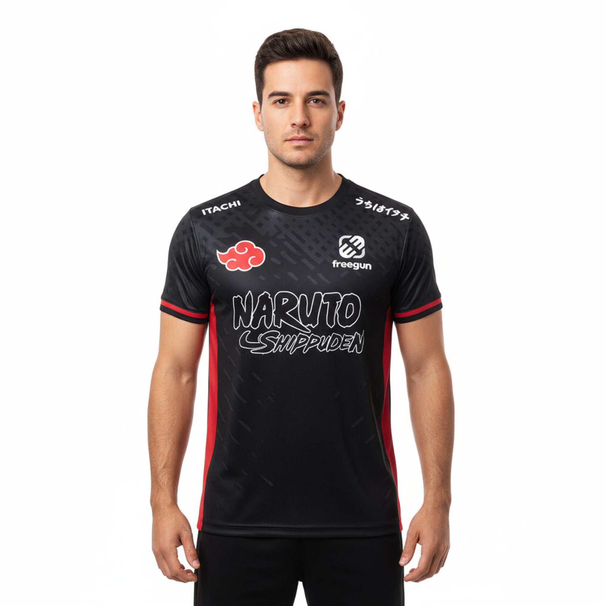 FREEGUN T-shirt homme en polyester Naruto Shippuden  Itachi. Coloris disponibles : Noir